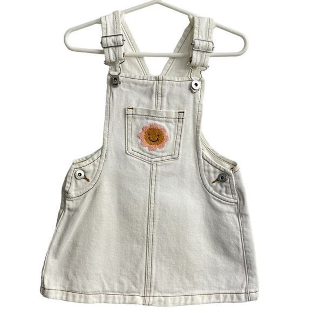 Seed Heritage Baby Denim Overall Dress in a Cream Color Size 18-24 months